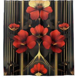 Geometric Guld & Red Blommigt Deco
