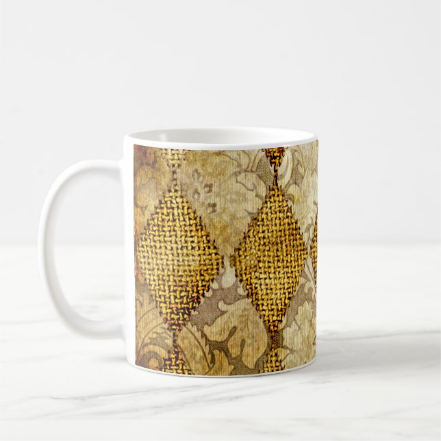Geometric Guld: Retro Mönster Sophistication. Kaffemugg (Vänster)