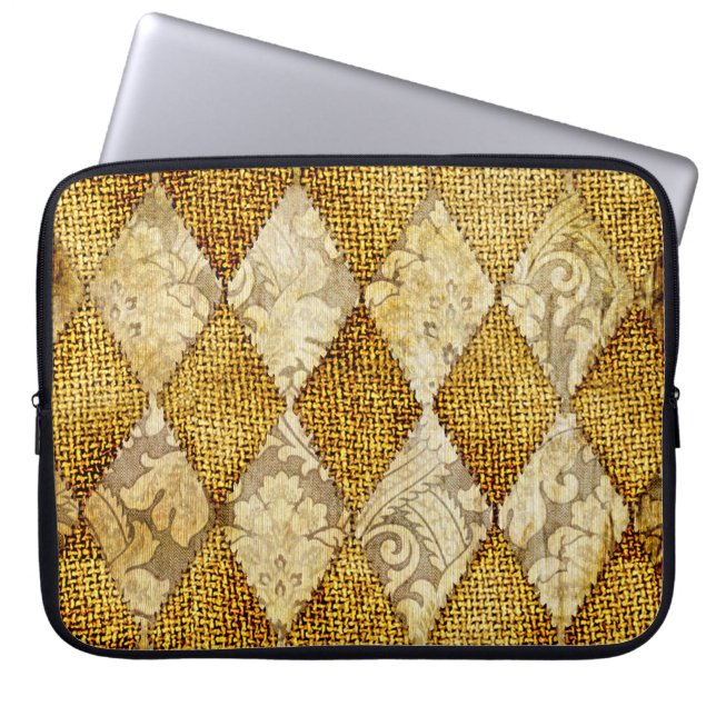 Geometric Guld: Retro Mönster Sophistication. Laptop Fodral (Framsidan)