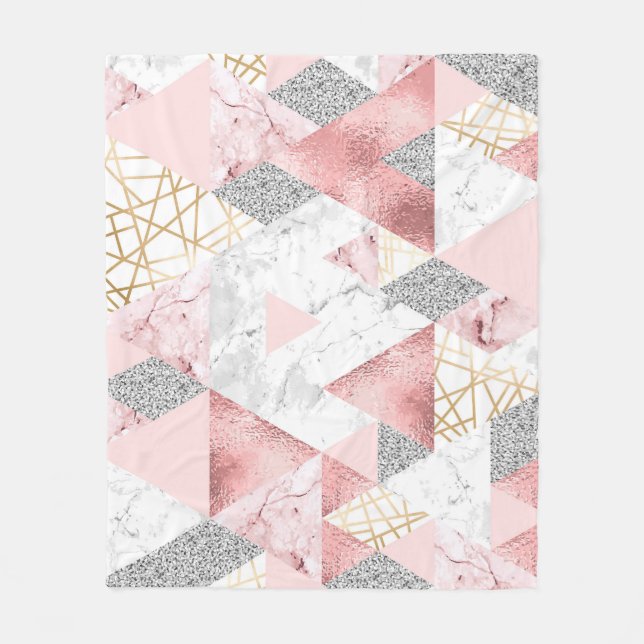 Geometric guld silver triangles, marble mönster. fleecefilt (Framsidan)
