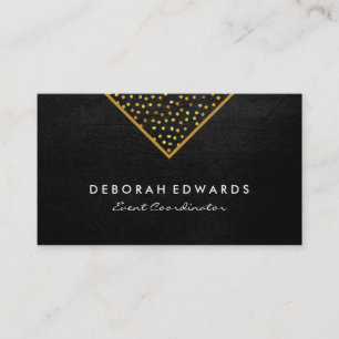 Geometric Guld Specks Faux Leather Visitkort