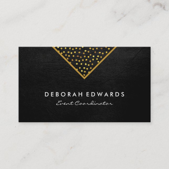 Geometric Guld Specks Faux Leather Visitkort (Framsida)