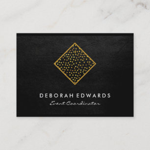 Geometric Guld Specks Faux Leather Visitkort