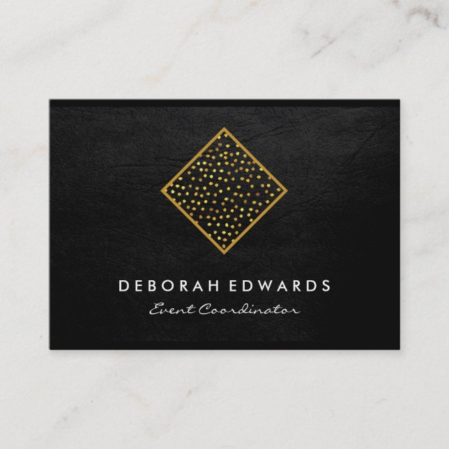 Geometric Guld Specks Faux Leather Visitkort (Framsida)