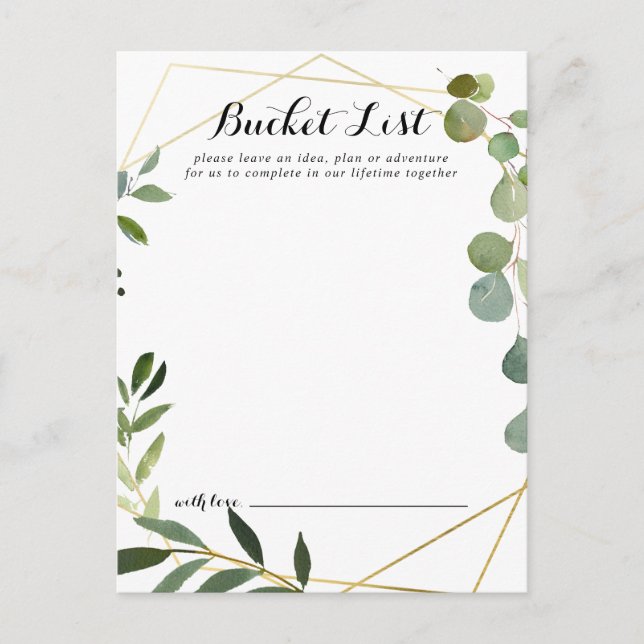 Geometric Guld Tropical Bröllop Bucket List Card Vykort (Framsida)