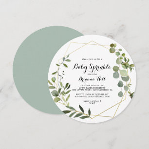 Geometric Guld Tropical Calligraphy Baby Sprinkle Inbjudningar