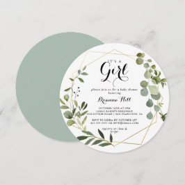 Geometric Guld Tropical Det är en flicka-babyskor Inbjudningar