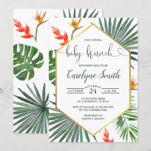 Geometric Guld Tropical Gender Neutral Baby Brunch Inbjudningar