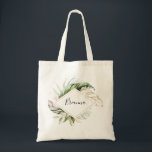 Geometric Guld Tropical Greenery Bridesmaid Tygkasse<br><div class="desc">Den här geometriska guld-tropiska grönska bruden i påsen är perfektens bröllop-gåva för att presentera dina brudtärnor och maid of honor för ett destinationsbröllop. Utformningen har handmålad vattenfärg guld och grönt handflatan och banan löv med rosa blommor som buntas till buketter,  med tillägg av ett geometriskt ram.</div>