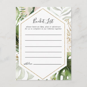 Geometric Guld Tropical Greenery Bucket List-kort Vykort