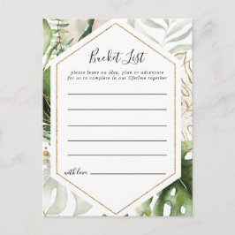 Geometric Guld Tropical Greenery Bucket List-kort Vykort