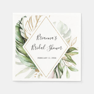 Geometric Guld Tropical Greenery Möhippa Pappersservett