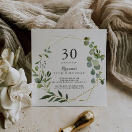 Geometric Guld Tropical Grönt 30års födelsedag Par Inbjudningar