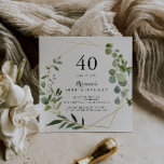 Geometric Guld Tropical Grönt 40 Birthday Party Inbjudningar<br><div class="desc">Denna 40-åriga inbjudan till den geometriska guld-tropiska grönten är perfekt för en enkel födelsedagsfest. Utformningen har handmålade vackra löv för grönt,  som lägger till ett guld-geometriskt ram.</div>