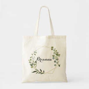 Geometric Guld Tropical Grönt Bridesmaid Tote Bag Tygkasse