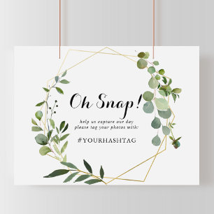 Geometric Guld Tropical Grönt Bröllop Oh Snap Sign Poster