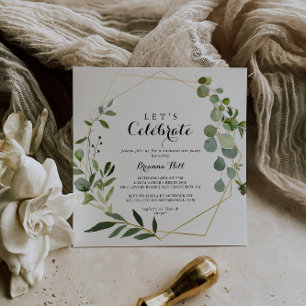 Geometric Guld Tropical Låt oss Celebrate Party Inbjudningar