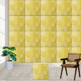 Geometric Gult Blocks Mönster Ceramic Tile Kakelplatta