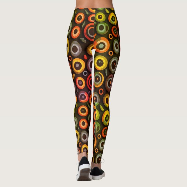 Geometric Halloween Färg-pooky Monster Eyeball Leggings (Baksida)