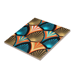 Geometric handflatan löv golden mönster i Art De Kakelplatta