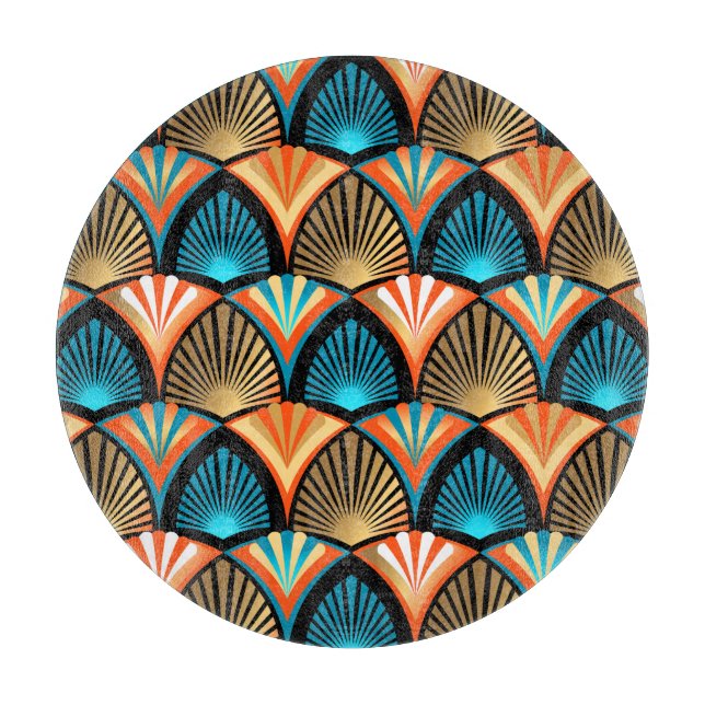 Geometric handflatan löv golden mönster i Art Deco (Framsidan)