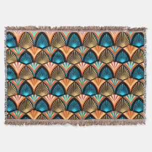 Geometric handflatan löv golden mönster i Art Deco Filt