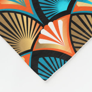 Geometric handflatan löv golden mönster i Art Deco Fleecefilt