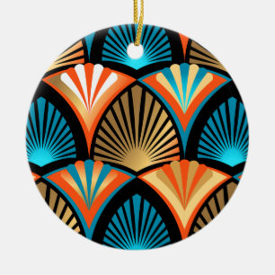Geometric handflatan löv golden mönster i Art Deco Julgransprydnad Keramik