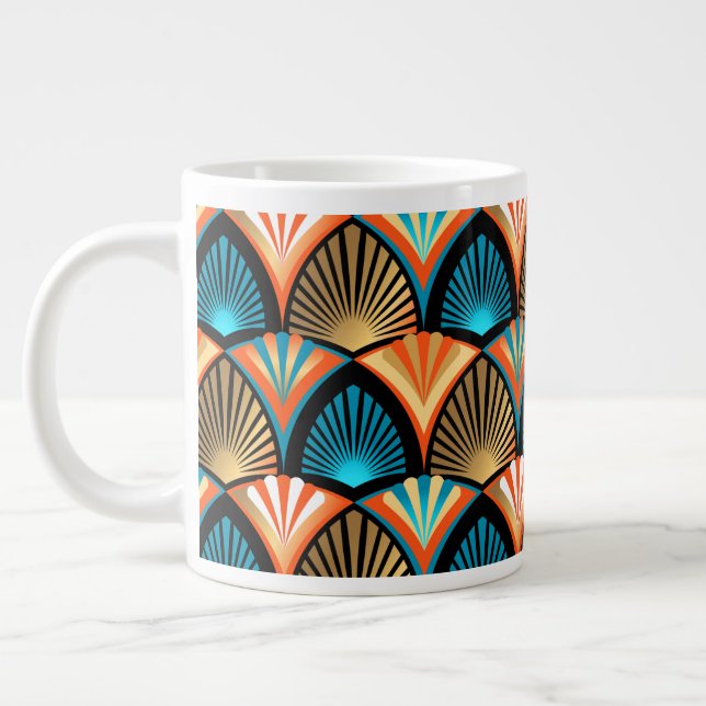 Geometric handflatan löv golden mönster i Art Deco Jumbo Mugg (Vänster)