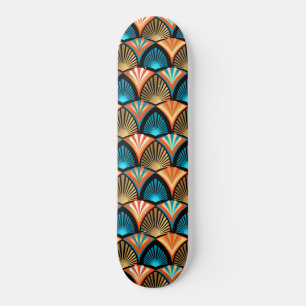 Geometric handflatan löv golden mönster i Art Deco Mini Skateboard Bräda 18,5 Cm