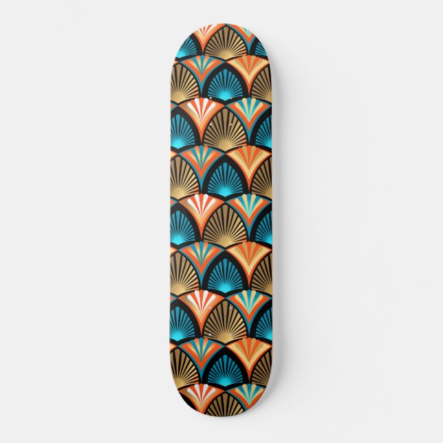 Geometric handflatan löv golden mönster i Art Deco Mini Skateboard Bräda 18,5 Cm (Framsida)