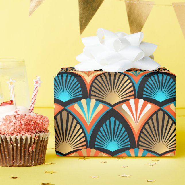 Geometric handflatan löv golden mönster i Art Deco Presentpapper (Födelsedagsfest)