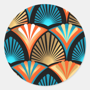 Geometric handflatan löv golden mönster i Art Deco Runt Klistermärke