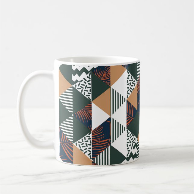 Geometric handflatan löv, trendig mönster kaffemugg (Vänster)