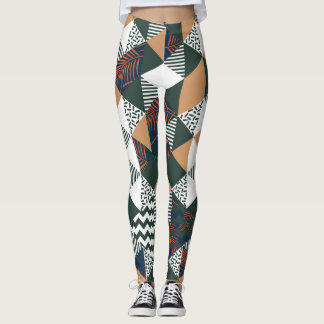Geometric handflatan löv, trendig mönster leggings