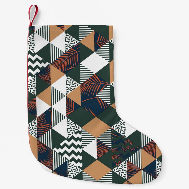 Geometric handflatan löv, trendig mönster liten julstrumpa (Framsidan)
