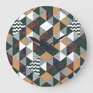 Geometric handflatan löv, trendig mönster stor klocka