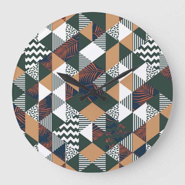 Geometric handflatan löv, trendig mönster stor klocka (Framsida)