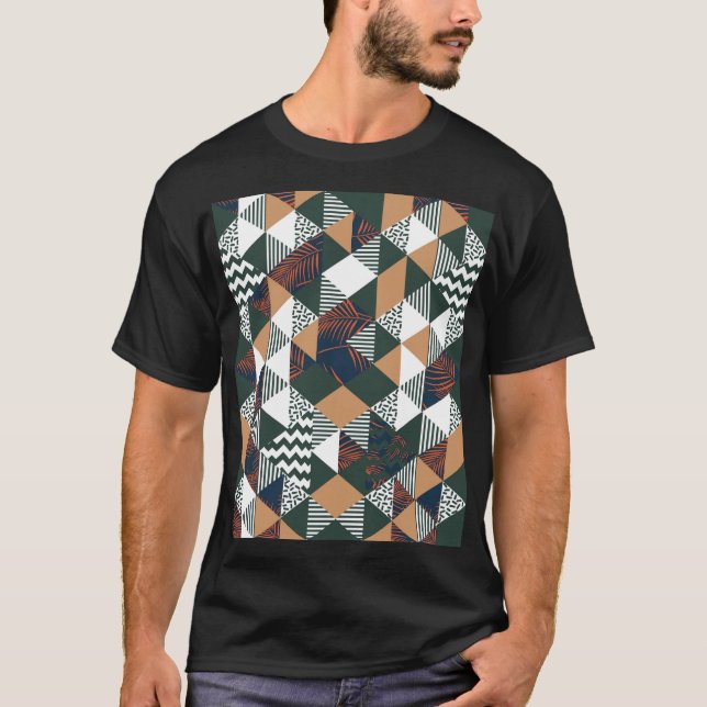 Geometric handflatan löv, trendig mönster t shirt (Framsida)