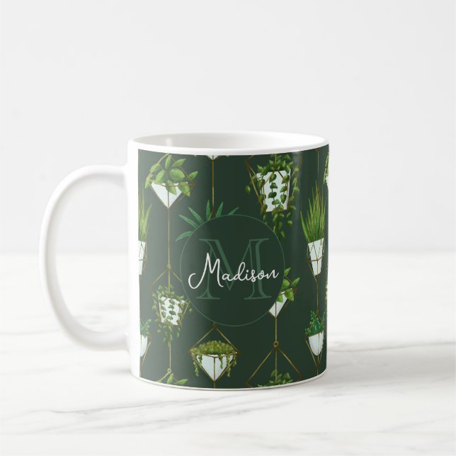 Geometric Hanging Houseplant Mönster Kaffemugg (Vänster)