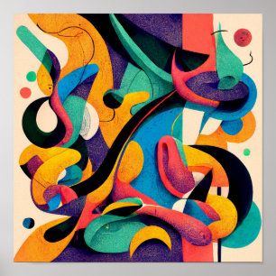 "Geometric Harmony" - Abstrakt Digital Art Poster