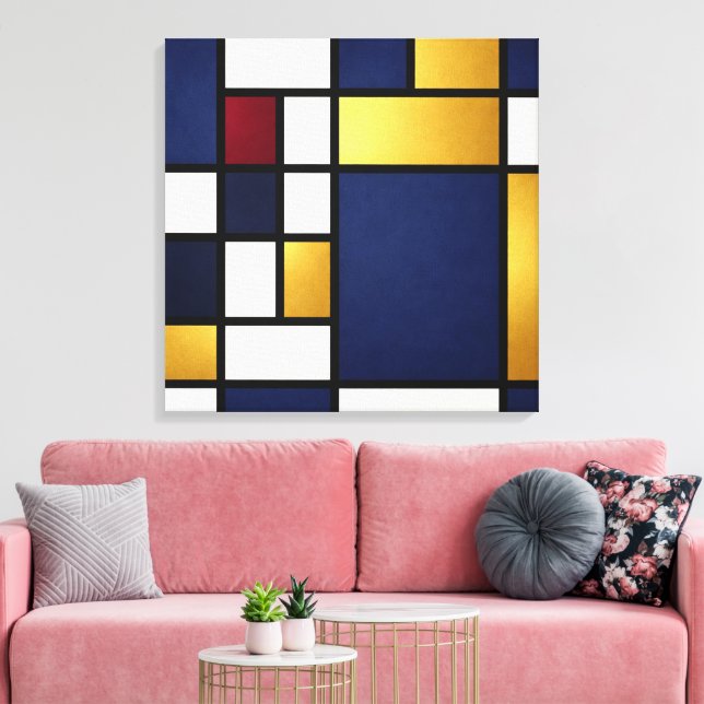 Geometric Harmony – Midnight Luxury Canvas Print (Insitu (Vardagsrum))