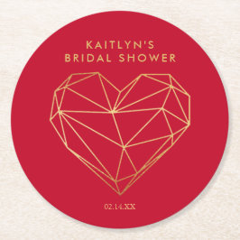 Geometric Heart Valentine Day Möhippa Underlägg Papper Rund