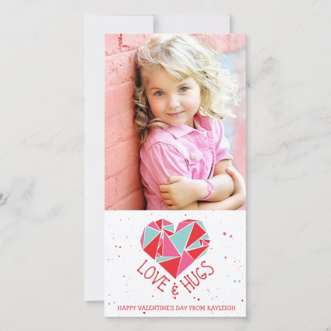Geometric Heart Valentine Day Photo Card Julkort (Framsida)