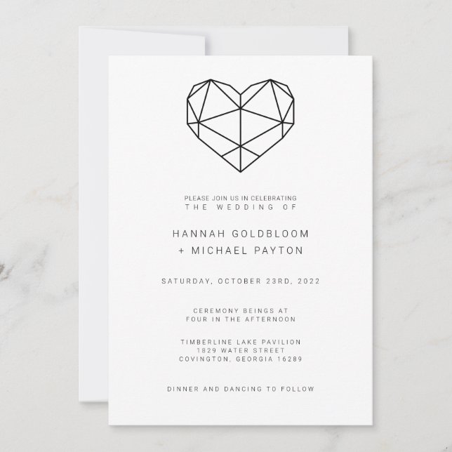 Geometric Heart Wedding-inbjudan Inbjudningar (Framsida)