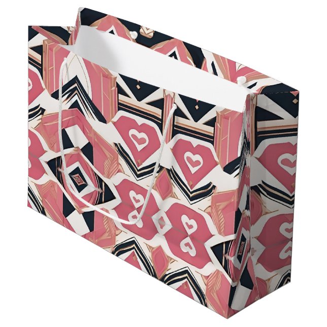 Geometric Heartslag Valentines day Wrapping Papper (Framsidan Vinklad)
