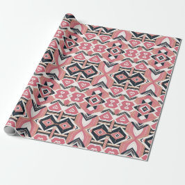 Geometric Heartslag Valentines day Wrapping Papper Presentpapper
