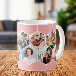 Geometric Hexagon Mönster Photo Collage Kaffemugg