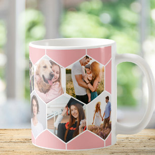 Geometric Hexagon Mönster Photo Collage Kaffemugg