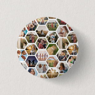 Geometric Hexagon Mönster Photo Collage Knapp